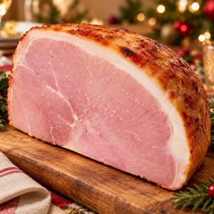 Ham wedge on a festive Christmas table
